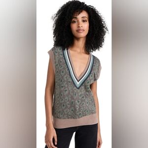 Womens Cotton Knit Sweater Vest – Scotch & Soda – Size M – Green/Taupe